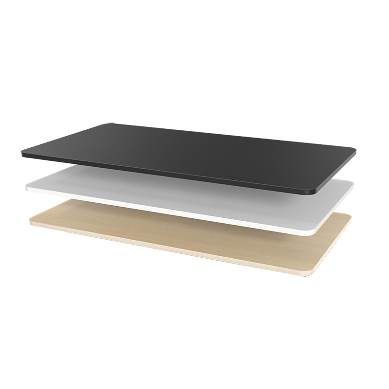 Plateau de bureau en bois 3 parties, 1200x600mm, noir 