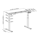 Pied de bureau réglable électriquement, pieds télescopiques triples, 2 moteurs, gris 