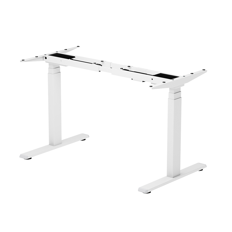 Pied de bureau réglable électriquement, pieds télescopiques triples, 2 moteurs, blanc 