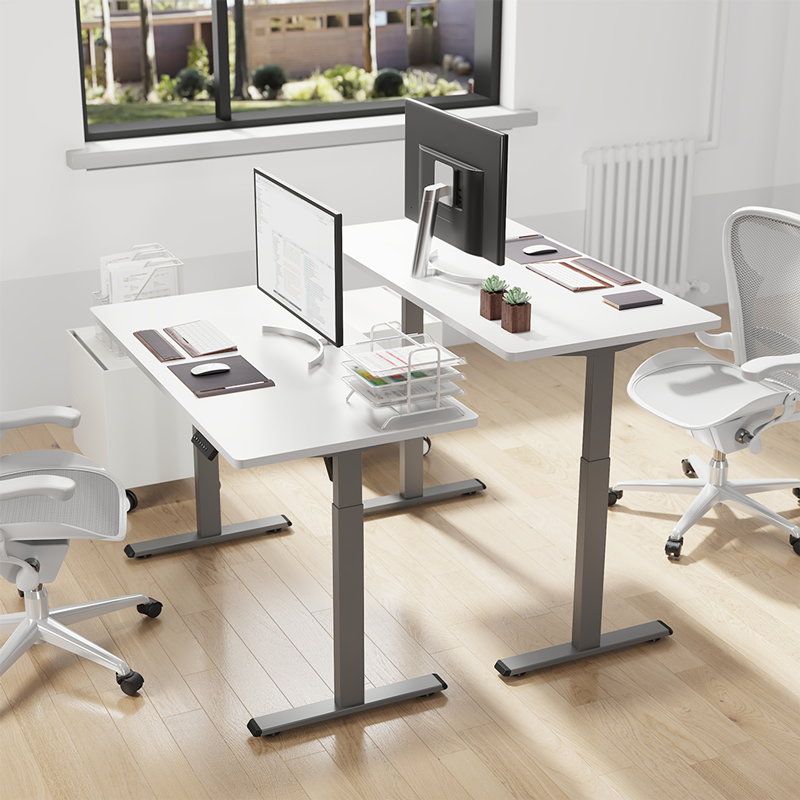 Pied de bureau assis-debout à réglage électrique, 1 moteur, 710–1 190 mm, gris 