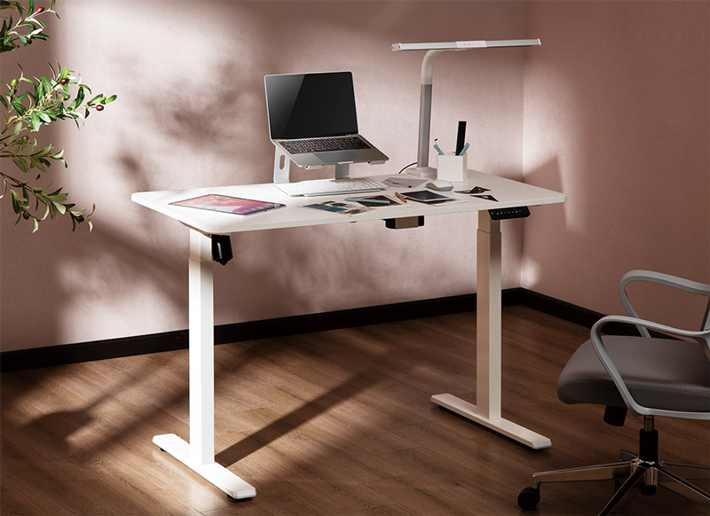 Pied de bureau assis-debout à réglage électrique, 1 moteur, 710–1 190 mm, blanc 