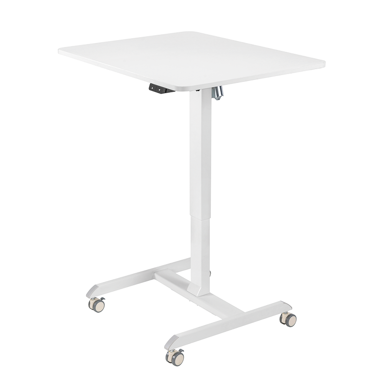 Poste de travail assis-debout à réglage électrique, 1 moteur, enroulable, blanc 