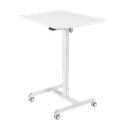 Poste de travail assis-debout à réglage électrique, 1 moteur, enroulable, blanc 