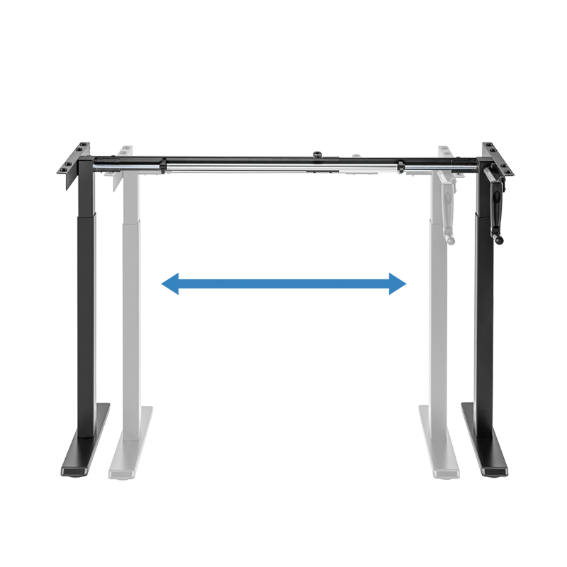 Structure de bureau assis-debout à réglage manuel, pieds télescopiques en 2 parties, noir 