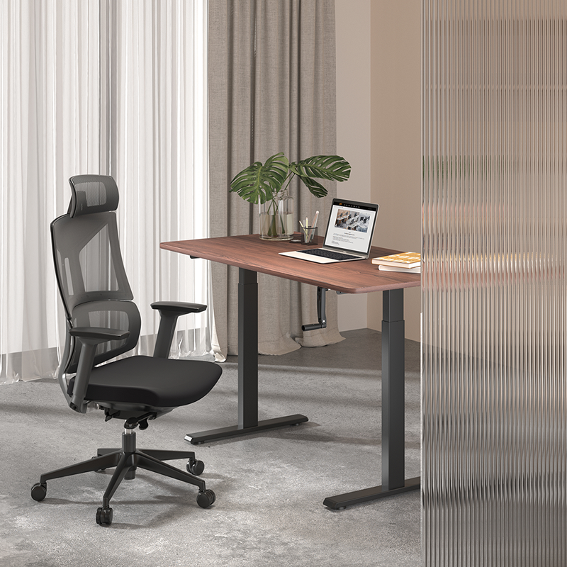 Structure de bureau assis-debout à réglage manuel, pieds télescopiques en 2 parties, noir 