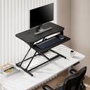Convertisseur de bureau assis/debout avec plateau pour clavier, jusqu'à 15 kg, réglable, noir 