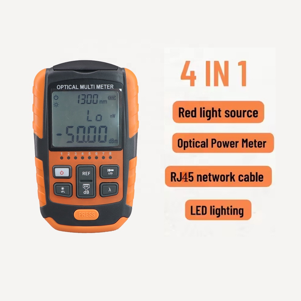 Testeur de câble réseau multifonction OPM VFL RJ45 LED 4 en 1 avec connecteur SC, testeur de fibre optique 850-1650nm, compteur de puissance OPM 