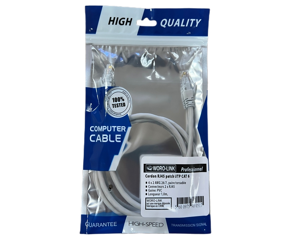  Cordon  blinde RJ45 CAT.6 FTP   0,50m 