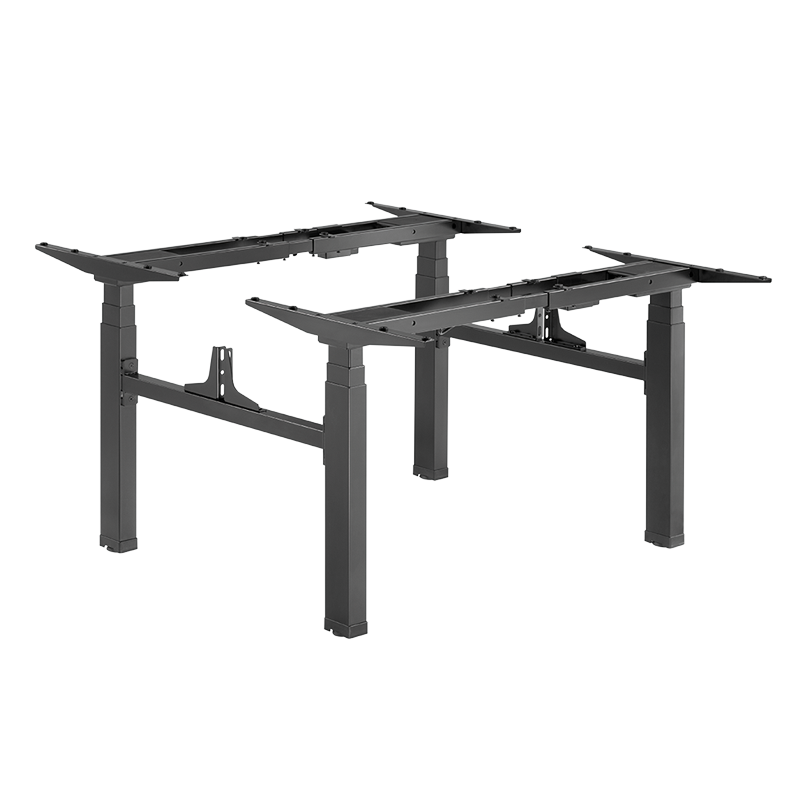 Structure de table double poste de travail réglable électriquement, 4 moteurs, noir 