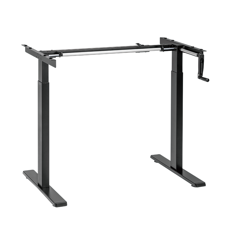 Structure de bureau assis-debout à réglage manuel, pieds télescopiques en 2 parties, noir 
