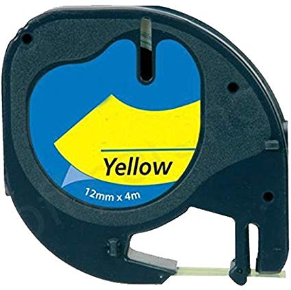 [1407504] Ruban plastique dymo noir/jaune 12MM pour letratag