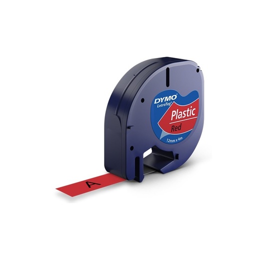 [1407505] Ruban plastique dymo noir/rouge 12MM pour letratag