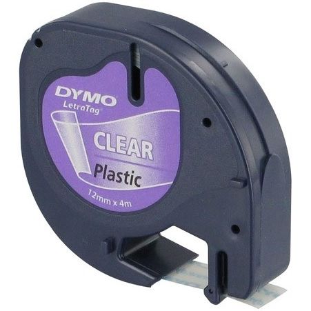 [1407507] Ruban plastique dymo noir/transparent 12MM pour letratag