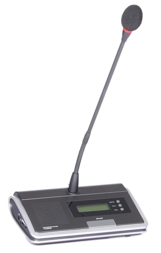 [CARACTÉRISTIQUES  WCS-D Type	Pupitre microphone Délégué Système	 UHF  Mode	 non Prioritaire  Alimentation	D C12 - 15 V Fréquence	610 – 950 MHz (canaux) 422.4 – 438.4 MHz (data) Distorsion harmonique totale	< 0,1 % Batteries	Batterie lithium - accus tiroir Consommation	360 mW en standy et 630 mW en fonction Température de fonctionnement	- 10 °C + 40 °C Dimensions (L x P x h)	207 x 112 x 112 mm (Boitier) 39 mm (col de cygne) Poids	0,750 Kg] Pupitre microphone délégué pour système de conférence sans fil WCS-WCS-D